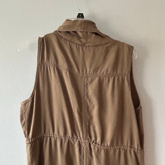 Fate Olive Green Drape Front Vest Drawstring Cinched Waist Women's Sz L - Picture 5 of 13